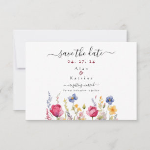 Garten Boho Wildblumen Flach Save The Date Karte