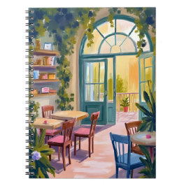 Garten Café | Botanische Aquarellmalerei Notizblock