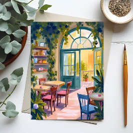 Garten Café | Botanische Aquarellmalerei Postkarte