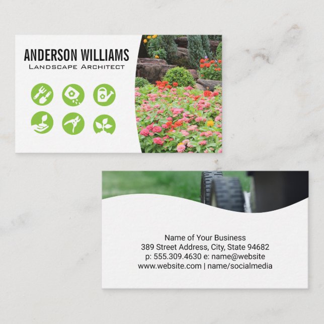 Garten der Blume | Landscaping-Symbole Visitenkarte (Vorne/Hinten)