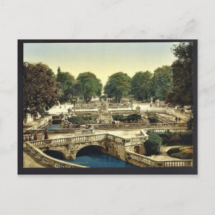 Garten der Brunnen, Nimes, Frankreich Vintage-Foto Postkarte