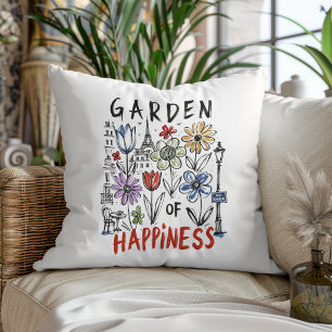 Garten der Glückseligkeit – Pariser Blumen-Skizze Kissen