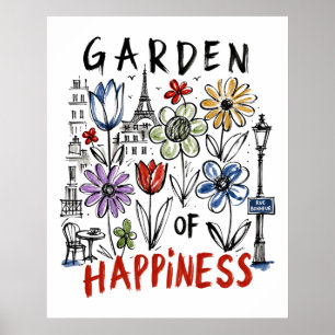 Garten der Glückseligkeit – Pariser Blumen-Skizze Poster