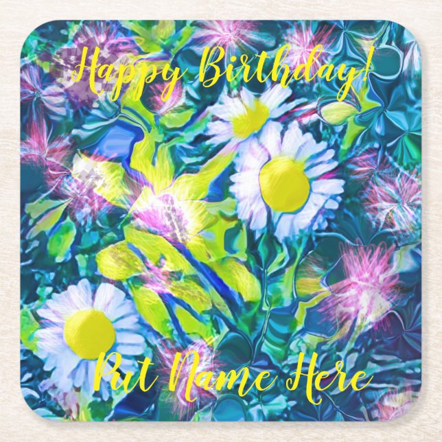 Garten der Liebe Wildblumen Geburtstag Napkins Rechteckiger Pappuntersetzer (Vorderseite)