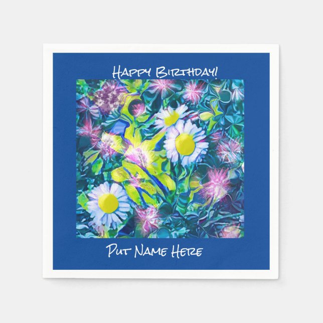 Garten der Liebe Wildblumen Geburtstag Napkins Serviette (Vorderseite)