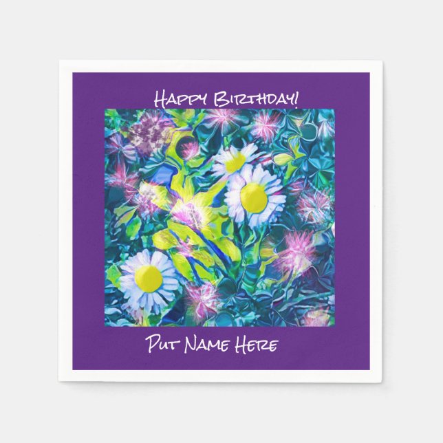 Garten der Liebe Wildblumen Geburtstag Napkins Serviette (Vorderseite)