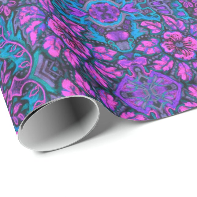 Garten der magischen Blume Bohemisch Arabesque Mus Geschenkpapier (Rolleneckpunkt)