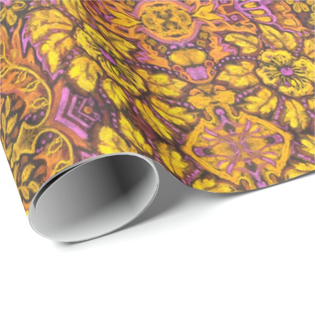 Garten der magischen Blume Bohemisch Arabesque Mus Geschenkpapier (Rolleneckpunkt)