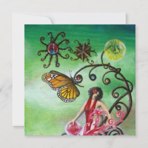 GARTEN DER MELISSA 2, hell rot, rosa grün Einladung