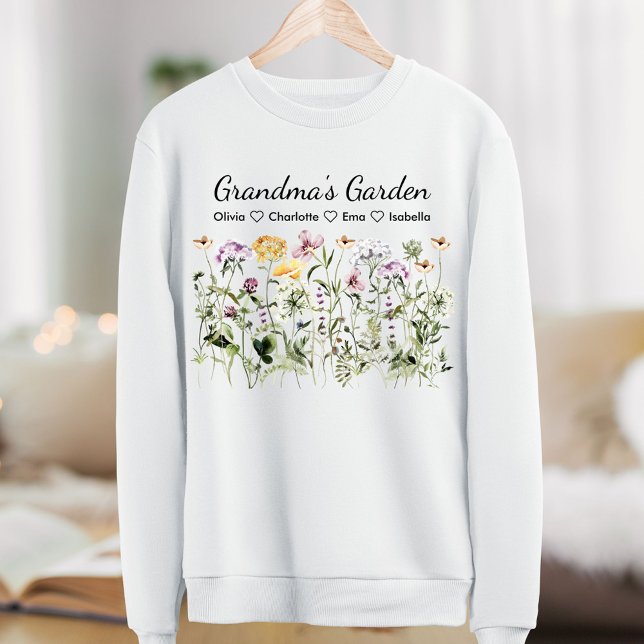 Garten der personalisierten Großeltern-Wildblume Sweatshirt (In situ)