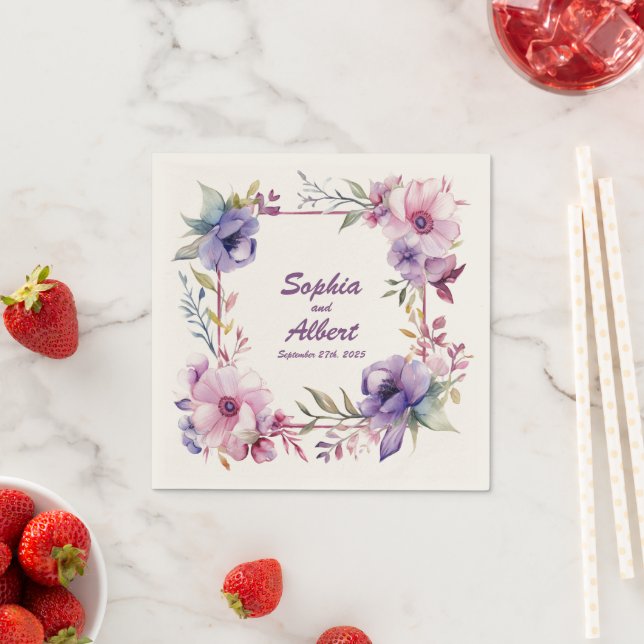 Garten der Romantik: Personalisierte Hochzeit von  Serviette (Beispiel)