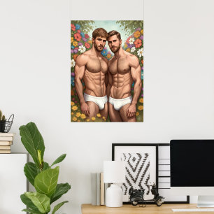 Garten der schwulen Liebe: Florale Umarmung Poster