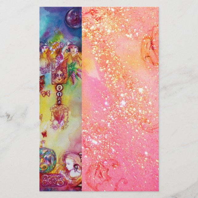 GARTEN DER VERLORENEN SCHADOWS,rosa goldene Glitze Briefpapier (Vorderseite)