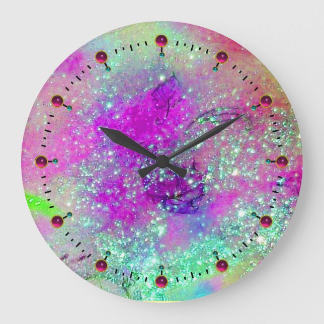 GARTEN DER VERLORENEN SCHADOWS - rosa lila violett Große Wanduhr (Vorderseite)