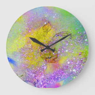 GARTEN DER VERLORENEN SCHATTEN - Lila Gelb grün Große Wanduhr