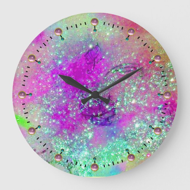 GARTEN DER VERLORENEN SCHATTEN - lila violette Far Große Wanduhr (Vorderseite)