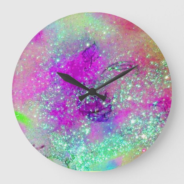 GARTEN DER VERLORENEN SCHATTEN - lila violette Far Große Wanduhr (Vorderseite)
