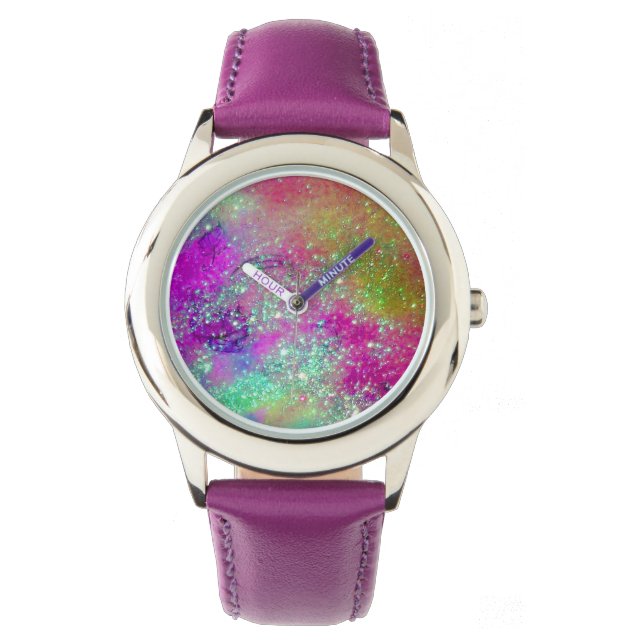 GARTEN DER VERLORENEN SCHATTEN - Rosa Lila Aqua Bl Armbanduhr (Vorderseite)