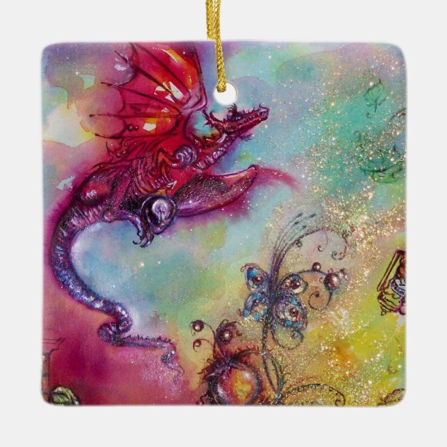 GARTEN DER VERLORENEN SCHATTEN - ROTER DRAGON FLIE KERAMIKORNAMENT (Vorderseite)