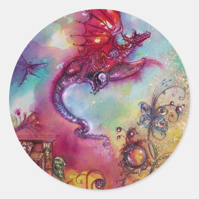 GARTEN DER VERLORENEN SCHATTEN - ROTER DRAGON FLIE RUNDER AUFKLEBER (Vorderseite)