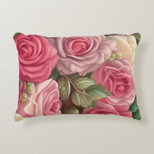 Garten der viktorianischen Rose - Pastellrosa Blum Dekokissen