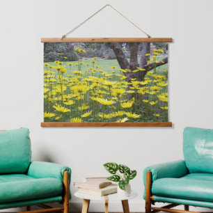 Garten des Gelben Doronicum Floral Wandteppich Mit Holzrahmen