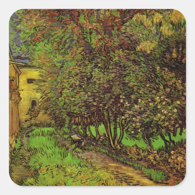 Garten des Heiligen-Paul-Krankenhauses von Vincent Quadratischer Aufkleber (Vorderseite)