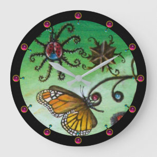 GARTEN DES MELISSA-Zauberschmetterlings, Ladybug,  Große Wanduhr