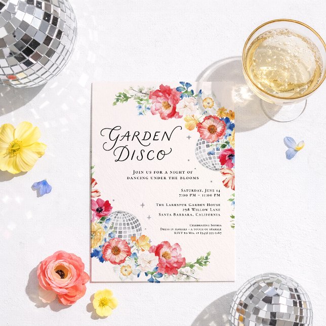 Garten Disco Blumenparty Einladung (Von Creator hochgeladen)