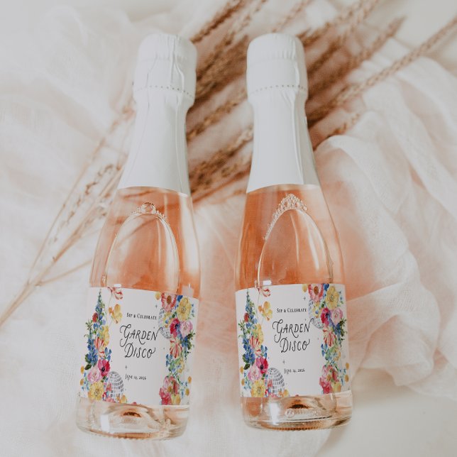 Garten Disco Mini Champagner Flaschenetiketten (Von Creator hochgeladen)