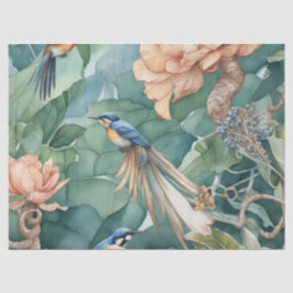 Garten Eden mit Vögeln und Blume Decoupage Pa Seidenpapier