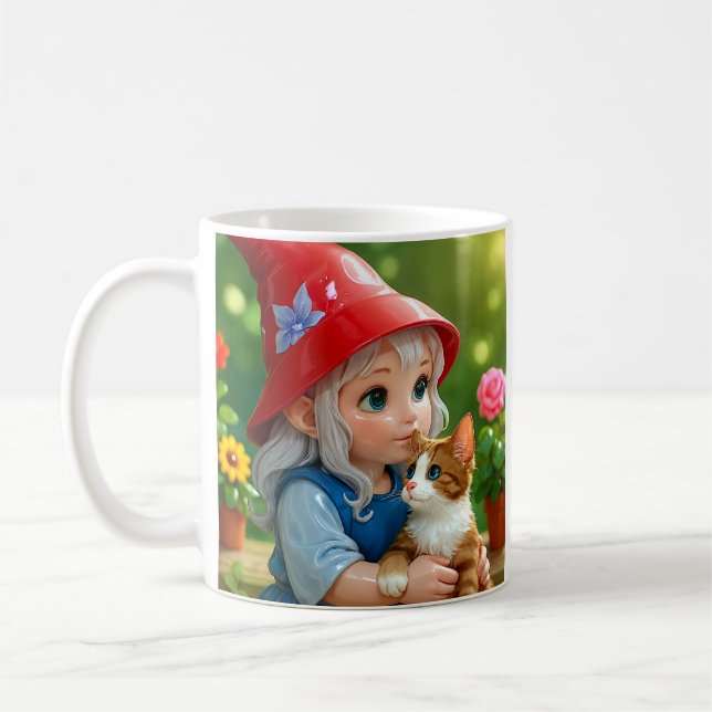 Garten-Elf-Katze  Kaffeetasse (Links)