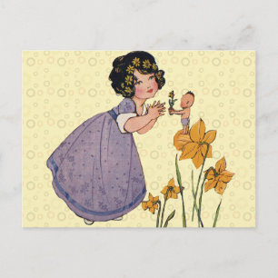 Garten Elf Narzisse Feenland Frühling Ostern Postkarte