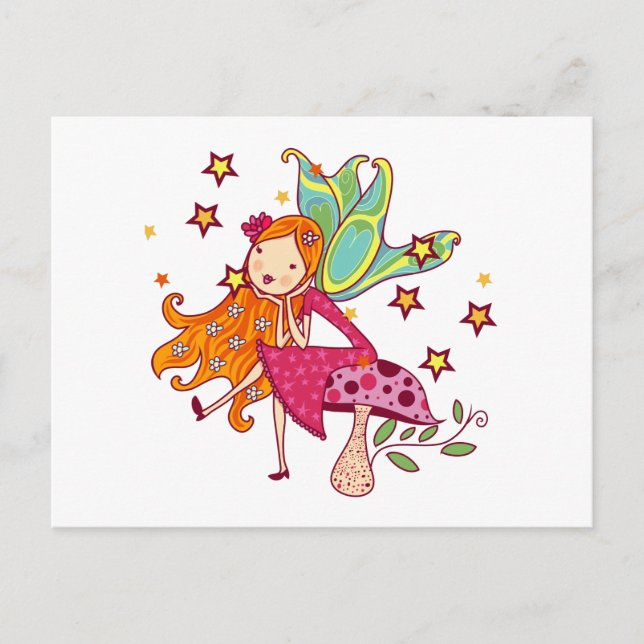 Garten-Fee auf Pilz Postkarte (Vorderseite)