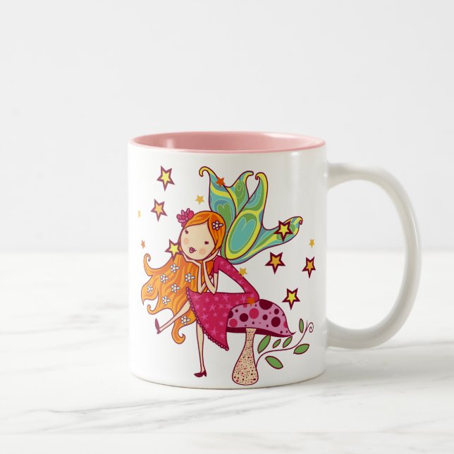 Garten-Fee auf Pilz Zweifarbige Tasse (Rechts)