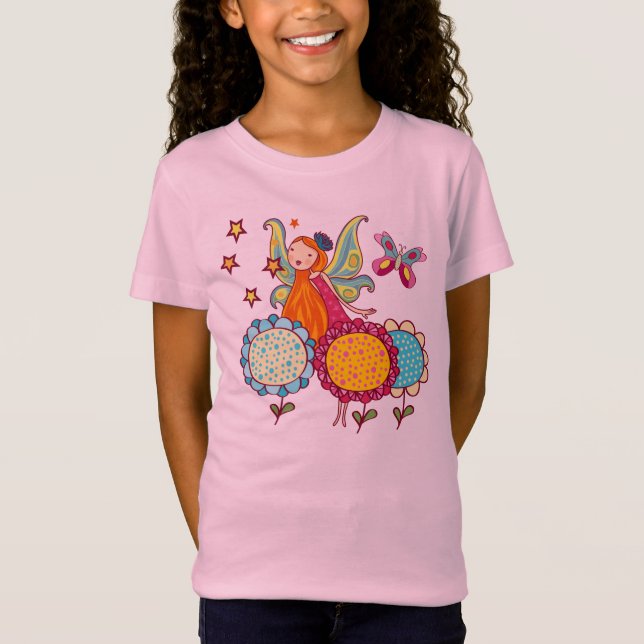 Garten-Fee mit Blumen T-Shirt (Vorderseite)