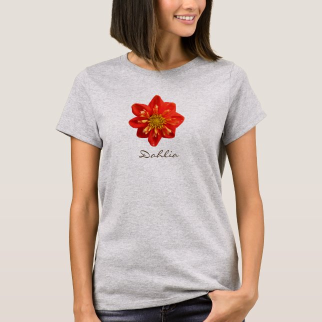 Garten-Foto-orange Dahlie-Blumen-Text T-Shirt (Vorderseite)