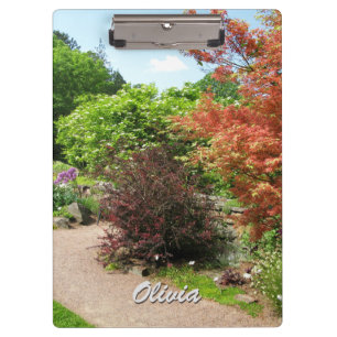 Garten-Foto-üppiger Frühlings-Park-Weg irgendein Klemmbrett