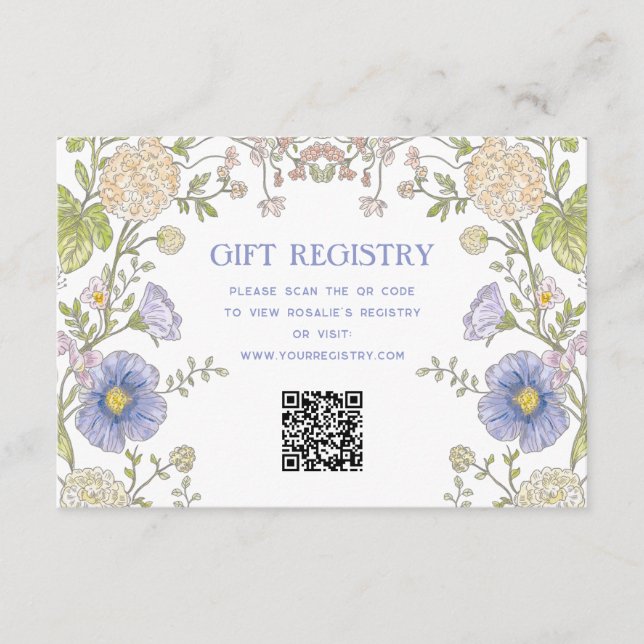Garten-Frühlings-Blumen-Brautparty-QR-Code Begleitkarte (Vorderseite)