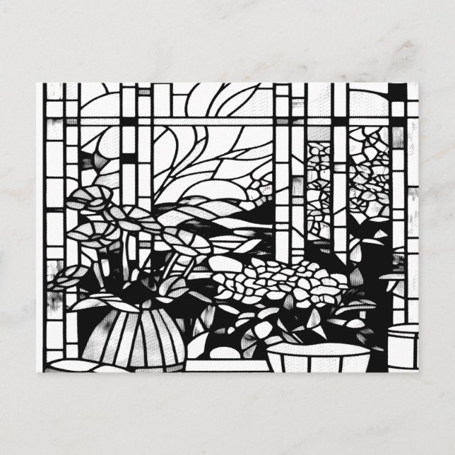 Garten Glasmalerei  Postkarte (Vorderseite)
