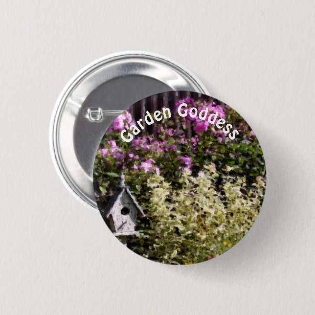 Garten-Göttin Blumengarten Cute  Button (Vorne & Hinten)