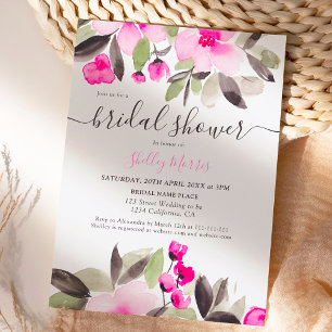 Garten hübsch rosa Blumenwasser-Brautparty Einladung