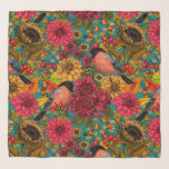 Garten im Herbst 3 Schal<br><div class="desc">Handgezeichnet Herbstmuster mit Stierflossen, Dahlien- und Chrysanthemum-Blume, verschiedenen Beeren, Blätter und Bugs</div>