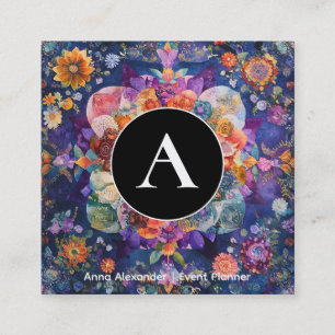 Garten in Bewegung Florales Mandala-Design Quadratische Visitenkarte