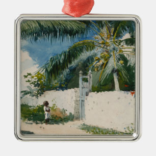 Garten in Nassau, Bahamas (Karibik-Kunst) Ornament Aus Metall