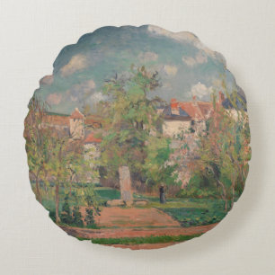 Garten in vollem Sonnenlicht, Camille PIssarro, 18 Rundes Kissen