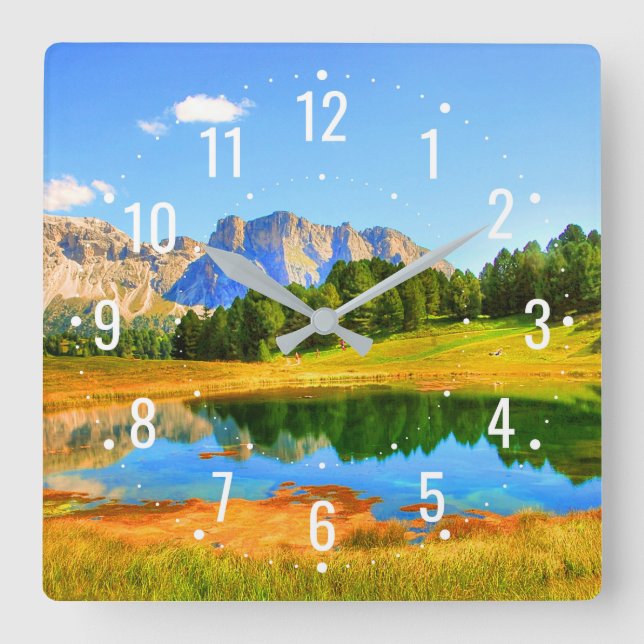 Garten Inspiriert Berg - Tropischer Außenbereich Quadratische Wanduhr (Vorderseite)