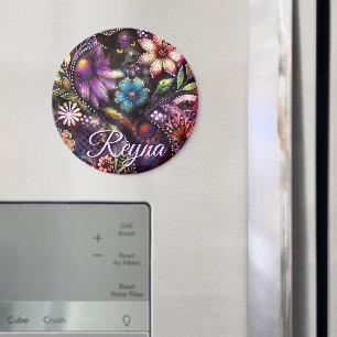 Garten-Kitty-Katze-Blumen-Abstrakt-Personalisiert Magnet