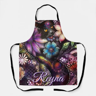 Garten-Kitty-Katze-Blumen-Abstrakt-Personalisiert Schürze