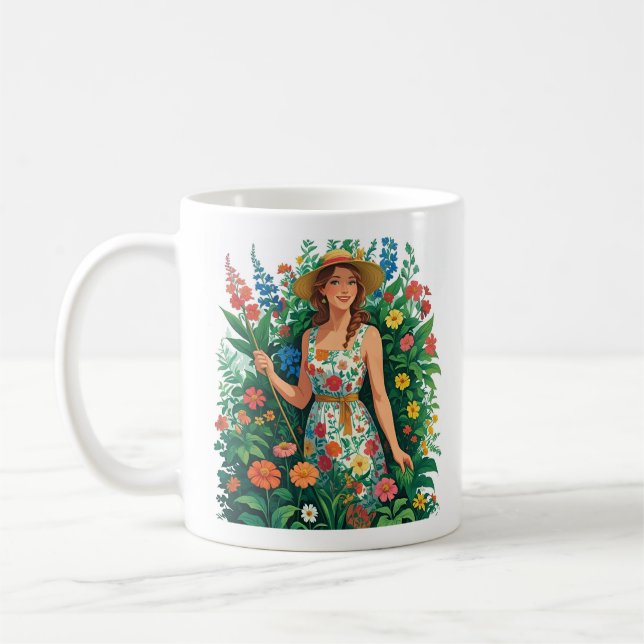 Garten Königin | Florale Gärtnerin Ästhetik Kaffeetasse (Links)